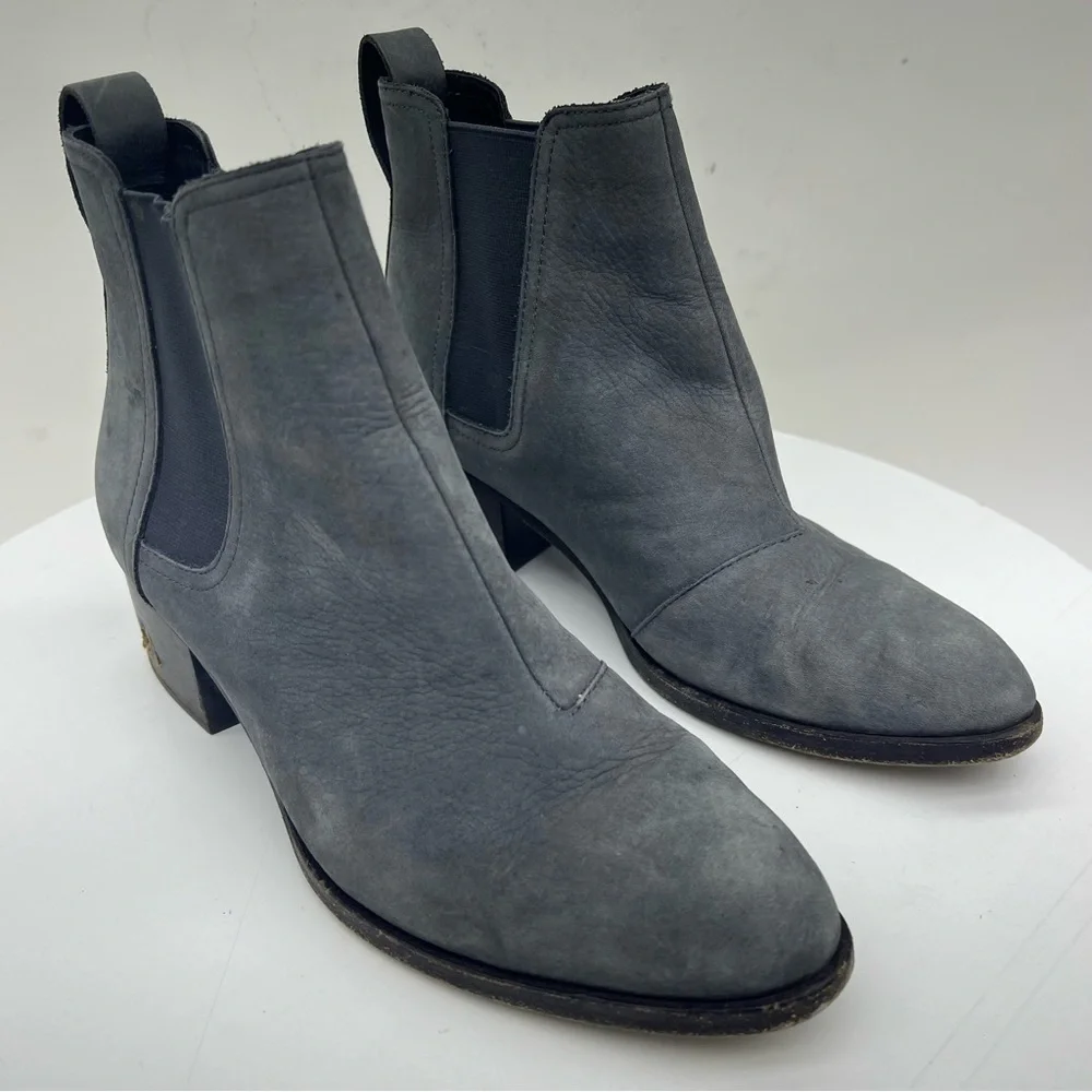 Rag & Bone Walker Booties Nubuck Leather Suede Ankle Boots Chelsea Grey Boho